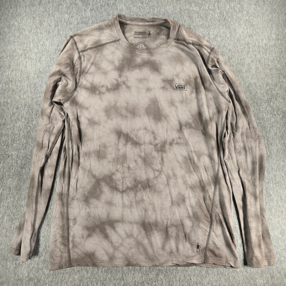 Smartwool Merino 150 Base Layer Vans Long Sleeve T-Shirt Mens Large Gray Tie Dye